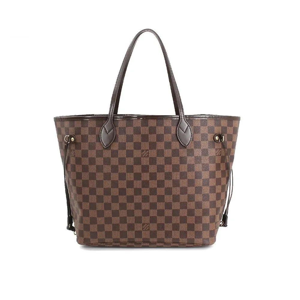 Louis Vuitton Damier Neverfull MM Tote Bag Ebene Cerise Brown Gold Hardware